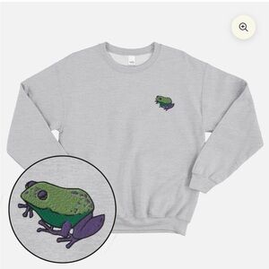 Gray Frog Graphic Women's Crew Neck Sweater